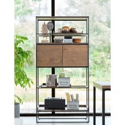 Red Living Étagère Ratho - Placage en bois véritable / Métal - Chêne fumé / Noir -Luxe Intérieur Magasin 1000277645 210706 14081600104 MOOD DETAILS P000000001000277645 mood