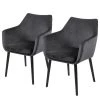 Mørteens Chaises à accoudoirs Nicholas V - Velours Kemi: Gris foncé - Lot de 2