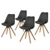 Mørteens Chaises capitonnées Aledas II - Tissu Cors: Anthracite - Lot de 4