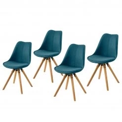 Mørteens Chaises capitonnées Aledas II - Tissu Cors: Pétrole - Lot de 4