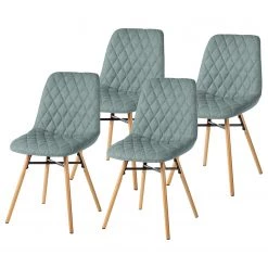 Mørteens Chaises capitonnées Farelas - Tissu Cors: Gris menthe - Lot de 4