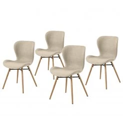 Mørteens Chaises capitonnées Livaras - Tissu Radis: Crème - Lot de 4