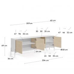 Loftscape Buffet Maredale - Frêne massif - Blanc / Frêne -Luxe Intérieur Magasin 1000282702 210729 06155200095 SKETCH DETAILS P000000001000282702 sketch