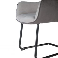 Fredriks Chaise à accoudoirs Altoona - Tissage à plat / Métal - Gris foncé et gris clair / Noir mat -Luxe Intérieur Magasin 1000285151 220617 035 DETAILS P000000001000285151