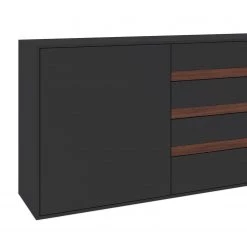 GWINNER Buffet Calea I - Plaqué bois - Anthracite mat / Noyer - Alignement à gauche -Luxe Intérieur Magasin 1000285823 211117 16012300092 DETAILS P000000001000285823