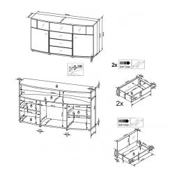 Loftscape Buffet Intento II - Blanc brillant / anthracite -Luxe Intérieur Magasin 1000288166 210827 12095400018 SKETCH DETAILS P000000001000288166 sketch