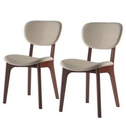 Norrwood Chaises capitonnées Nadir (lot de 2) - Crème - Imitation noyer