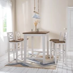 Maison Belfort Ensemble de bar Balignton (5 éléments) - Pin massif - Pin / Blanc