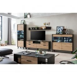 Norrwood Vitrine Argenteuil - Imitation chêne artisan / Noir - Hauteur : 199 cm -Luxe Intérieur Magasin 1000304822 211118 07224600035 MOOD DETAILS P000000001000304822 mood