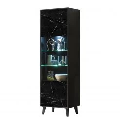 Jack & Alice Vitrine Fintel - Imitation marbre noir / Noir - Hauteur : 199 cm