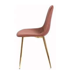Jack & Alice Chaise Yoyce II - Velours / Métal - Doré - Velours Tiru: Saumon - Lot de 4 -Luxe Intérieur Magasin 1000312631 211206 08175200044 DETAILS P000000001000312631