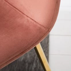 Jack & Alice Chaise Yoyce II - Velours / Métal - Doré - Velours Tiru: Saumon - Lot de 4 -Luxe Intérieur Magasin 1000312631 211206 08175300078 DETAILS P000000001000312631