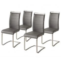Fredriks Chaise cantilever Lezuza - Cuir synthétique Leja: Gris - Lot de 4