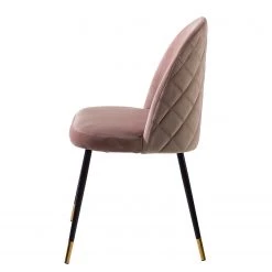 Jack & Alice Chaise capitonnée Farum - Velours / Acier - Noir - Velours Zala: Rose vieilli - Lot de 2 -Luxe Intérieur Magasin 1000313393 211208 12180300047 DETAILS P000000001000313393