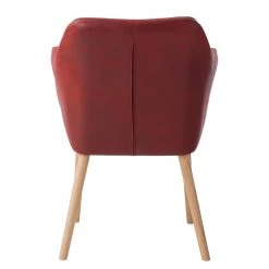 Mørteens Chaise à accoudoirs Leedy IV - Imitation cuir / Chêne massif - Rouge cerise - Lot de 2 -Luxe Intérieur Magasin 1000313396 211208 12180400087 DETAILS P000000001000313396