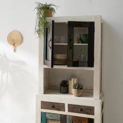 Wolf-Möbel Vaisselier Goa White - Partiellement en manguier massif - Manguier vintage blanc -Luxe Intérieur Magasin 1000326948 220621 031 DETAILS P000000001000326948