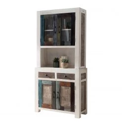 Wolf-Möbel Vaisselier Goa White - Partiellement en manguier massif - Manguier vintage blanc