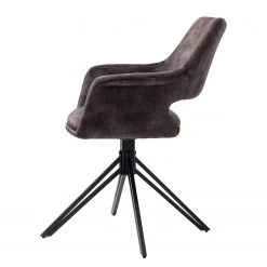 Loftscape Chaises à accoudoirs Moala II (lot de 2) - Velours / Acier - Gris vintage / Noir -Luxe Intérieur Magasin 1000329352 220203 161419000040 DETAILS P000000001000329352