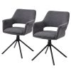Loftscape Chaise à accoudoirs Keldur II (lot de 2) - Tissu / Acier - Gris / Noir