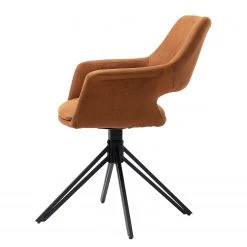 Loftscape Chaises à accoudoirs Moala I (lot de 2) - Microfibre / Acier - Marron vintage / Noir -Luxe Intérieur Magasin 1000329355 220203 16142000040 DETAILS P000000001000329355