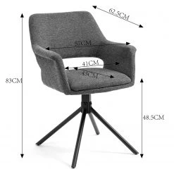 Loftscape Chaises à accoudoirs Keldur I (lot de 2) - Corde / Acier - Gris / Noir -Luxe Intérieur Magasin 1000329356 220203 161421000500 SKETCH DETAILS P000000001000329356 sketch