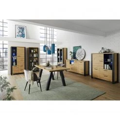 Red Living Buffet haut Zagora - Imitation chêne à nœuds / Noir -Luxe Intérieur Magasin 1000329413 220203 15484300020 MOOD DETAILS P000000001000329413 mood