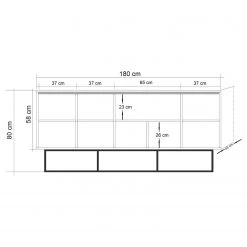 Red Living Buffet Yopal II - Métal - Imitation chêne / Noir -Luxe Intérieur Magasin 1000333724 220302 500 SKETCH DETAILS P000000001000333724 sketch