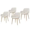 Loftscape Chaises à accoudoirs Kusamo V (lot de 4) - Tissu structuré - Blanc / Frêne