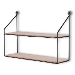 Loftscape Étagère murale Cuddalore - Métal - Noir / Imitation chêne