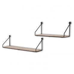 Loftscape Étagères murales Chevron Love (lot de 2) - Métal - Noir / Imitation chêne