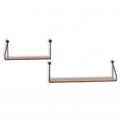 Loftscape Étagères murales Chevron Love (lot de 2) - Métal - Noir / Imitation chêne -Luxe Intérieur Magasin 1000341914 220323 030 DETAILS P000000001000341914