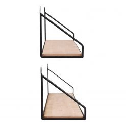 Loftscape Étagères murales Chevron Love (lot de 2) - Métal - Noir / Imitation chêne -Luxe Intérieur Magasin 1000341914 220323 040 DETAILS P000000001000341914