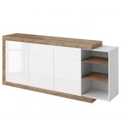 Loftscape Buffet Shipley I - Blanc brillant / Imitation chêne