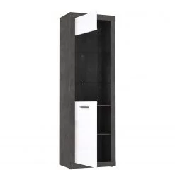 Loftscape Vitrine Vetras - Blanc brillant / Imitation béton -Luxe Intérieur Magasin 1000344669 220414 045 DETAILS P000000001000344669