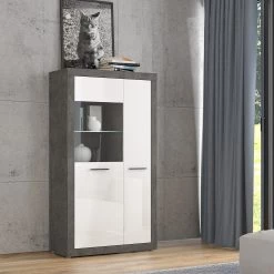 Loftscape Vitrine Vetras - Blanc brillant / Imitation béton -Luxe Intérieur Magasin 1000344672 220414 021 MOOD DETAILS P000000001000344672 mood