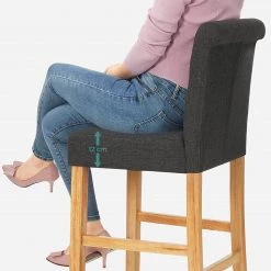 Red Living Chaises de bar Ramadas (lot de 2) - Tissu / Hévéa massif et fer - Gris / Hévéa et argenté -Luxe Intérieur Magasin 1000347233 220513 045 DETAILS P000000001000347233