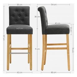 Red Living Chaises de bar Ramadas (lot de 2) - Tissu / Hévéa massif et fer - Gris / Hévéa et argenté -Luxe Intérieur Magasin 1000347233 220513 500 SKETCH DETAILS P000000001000347233 sketch