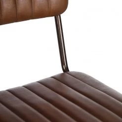 Ars manufacti Chaises de bar Blasdell (lot de 2) - Cuir véritable / Métal - Marron vintage/ Laiton vieilli -Luxe Intérieur Magasin 1000352078 220520 030 DETAILS P000000001000352078