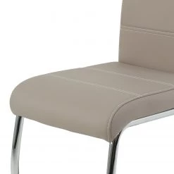 Loftscape Chaise cantilever La Paz - Imitation cuir / Métal - Chrome - Cappuccino - Lot de 4 -Luxe Intérieur Magasin 1000352382 220610 081 DETAILS P000000001000352382