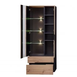 Loftscape Vitrine Moosic - Avec éclairage - Imitation chêne artisan / Graphite -Luxe Intérieur Magasin 1000357964 220608 030 DETAILS P000000001000357964