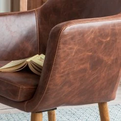 Mørteens Chaises à accoudoirs Nicholas - Cuir synthétique Aken: Marron vintage - 1 chaise -Luxe Intérieur Magasin armlehnenstuhl nicholas i kunstleder schokolade 3784748