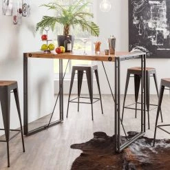 Ars manufacti Tabourets de bar Manchester (lot de 2) - Acacia massif / Métal - Acacia / Anthracite -Luxe Intérieur Magasin barhocker manchester 2er set akazie massiv metall 4873812