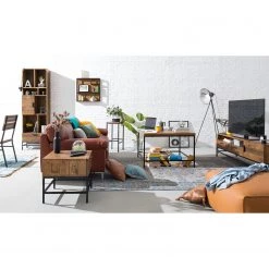 Ars manufacti Étagère Grasby - Pin recyclé / Métal - Pin foncé / Noir -Luxe Intérieur Magasin beistelltisch grasby altholz pinie metall pinie dunkel schwarz 4884656