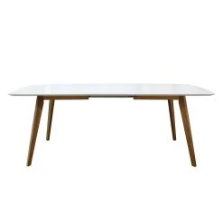 Tenzo Table extensible Bess IV - Partiellement en chêne massif - Blanc