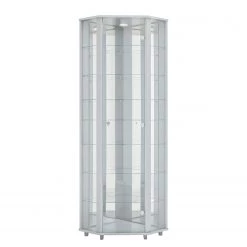 Fredriks Vitrine d'angle Amalia II - Éclairage inclus - Imitation frêne foncé - Blanc