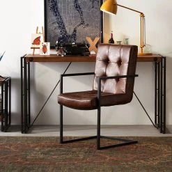 Ars manufacti Chaise cantilever - Imitation cuir / Métal - Marron / Noir -Luxe Intérieur Magasin freischwinger lungo kunstleder cappuccino 5114624