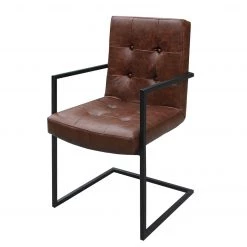 Ars manufacti Chaise cantilever - Imitation cuir / Métal - Marron / Noir
