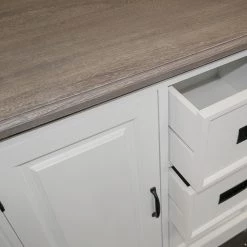 Maison Belfort Commode Nasinu IV - Partiellement en paulownia massif - Blanc / Gris ancien -Luxe Intérieur Magasin kommode braun weiss 4727824