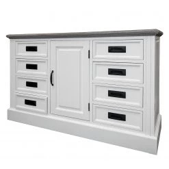 Maison Belfort Commode Nasinu V - Partiellement en paulownia massif - Blanc / Gris ancien
