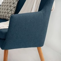 Mørteens Banquette Nicholas II - Bleu jean -Luxe Intérieur Magasin kuechensofa nicholas ii webstoff eiche massiv jeansblau 5125468